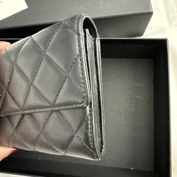 CHANEL Flap Wallet Quilted Black Silver Tone Hardware W/box - Picture 7 of 16